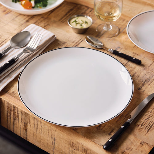Assiette plate blanche filet noir 25 cm Diwali
